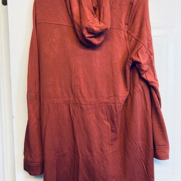 Torrid Brick Red Fleece Hooded Anorak Jacket Coat Size 0 12 Large - Picture 4 of 8